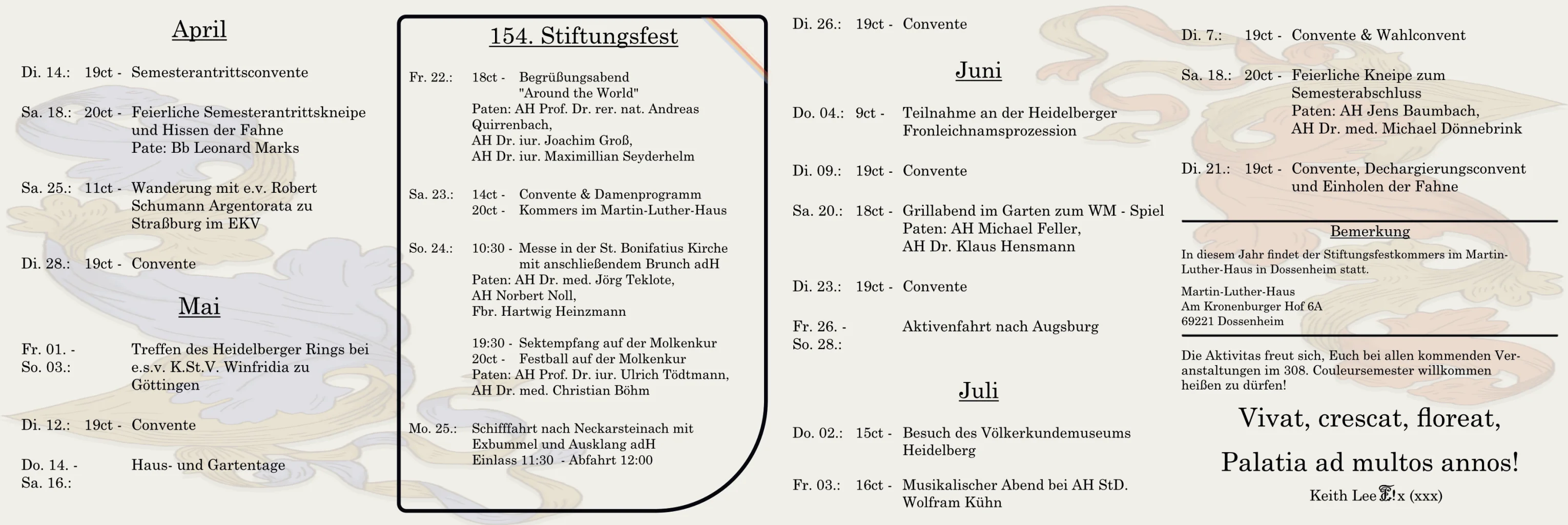 Semesterprogramm Seite 1
